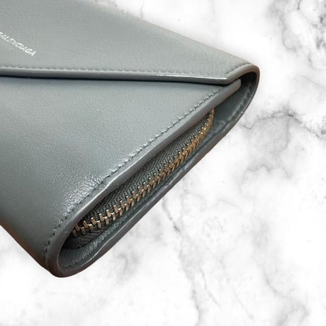 【美品】BALENCIAGA バレンシアガ 長財布 ペーパーマニー グレー