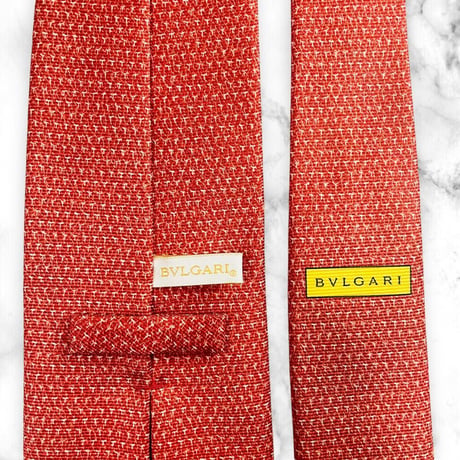 【174】BVLGARI ブルガリネクタイ ハイブランド 規則柄 赤 ビジネス