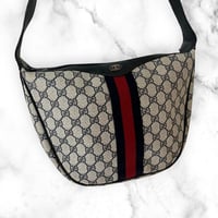 【良品】GUCCI ショルダーバッグ シェリーライン GG柄 ハーフムーン