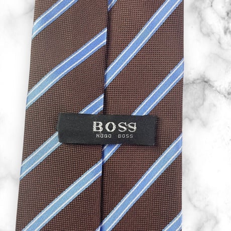 【236】HUGO BOSS ヒューゴボス ネクタイ ハイブランド ストライプ柄 ブラウン ビジネス