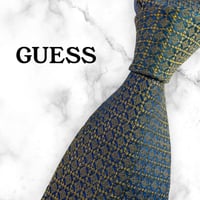 【226】GUESS ネクタイ 青 規則柄 ハイブランド ネクタイ