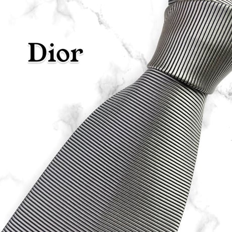 【210】未使用に近い！Dior ネクタイ ハイブランド ボーダー柄 青 ビジネス