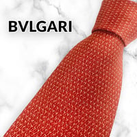 【174】BVLGARI ブルガリネクタイ ハイブランド 規則柄 赤 ビジネス