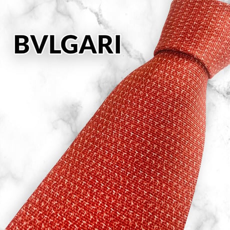 【174】BVLGARI ブルガリネクタイ ハイブランド 規則柄 赤 ビジネス