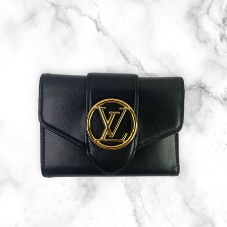 【美品】LOUIS VUITTON ルイヴィトン 3つ折り財布 ポルトフォイユ ポンヌフ コンパクト スムースカーフレザー