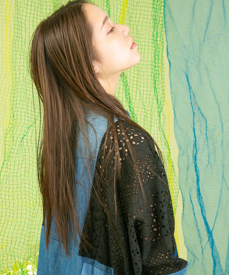 vintage テーブルクロス生地ワンピース　リメイク　レースワンピース vintage remake テーブルクロスリメイクワンピース③ レース刺繍