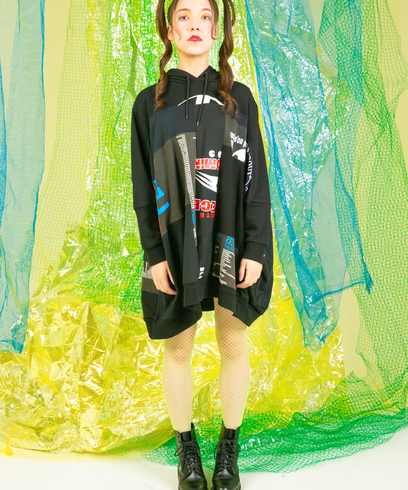 古着リメイクパーカーワンピース Remake long parka nylon dress / リメイクパーカー ナイロン