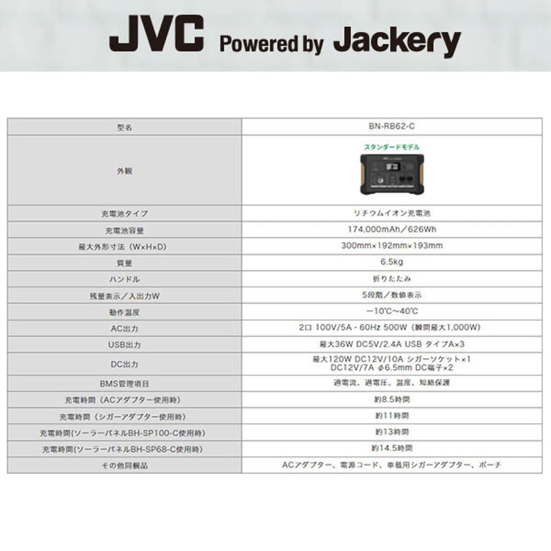 JVC JACKERY (ジャックリー) 大容量 ポータブル電源 JVC JACKERY (ジャックリー) 大容量 ポータブル電源
