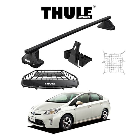 【個人様宛送付先】TOYOTA PRIUS ZVW30 トヨタ プリウス THULE スーリーベースキャリア スクエアバー キャリアバスケット Canyon 859XT ラゲッジネット セット