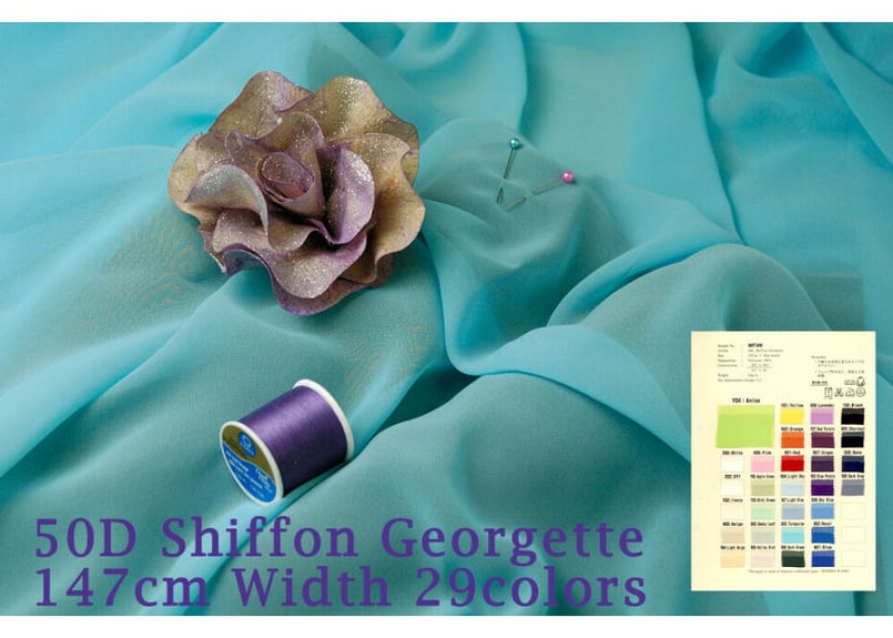 50Dシフォン・ジョーゼット:MS7400:反売46m:147cm幅:ポリエステル100
