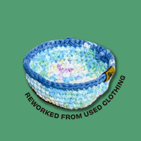 T-thread Small bowl Blue Tiedye