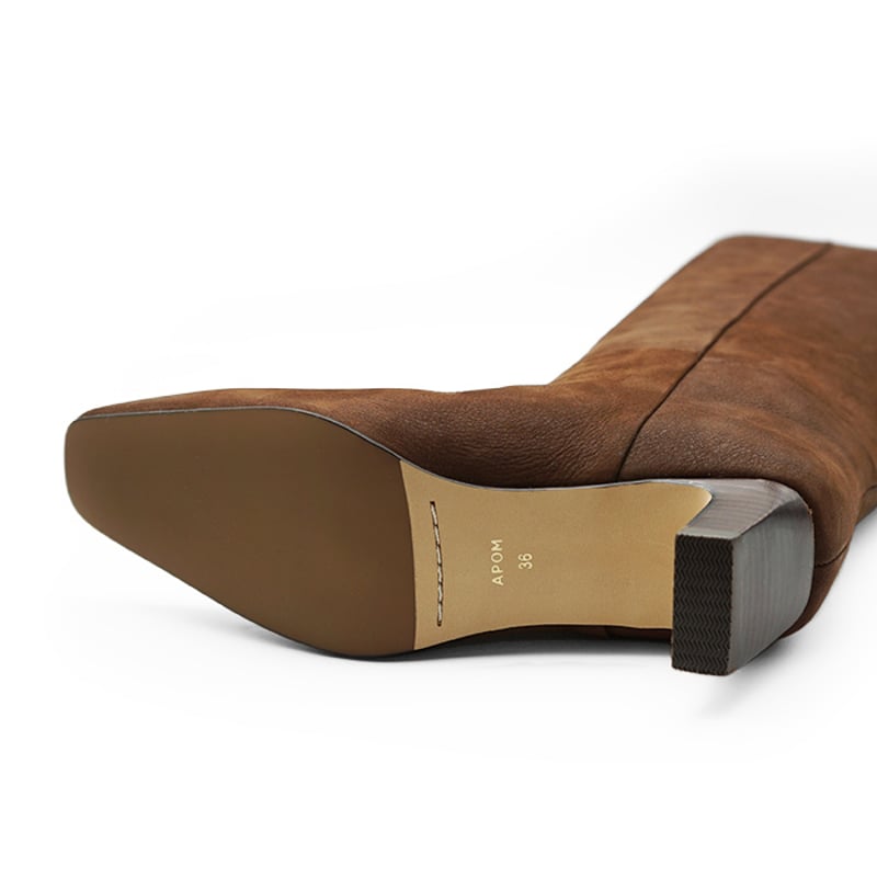 ワイドシャフトロングブーツ 45 ブラウンヌバック｜APOM264