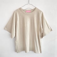 フーコ　コットンフレアスリーブT ・ベージュ