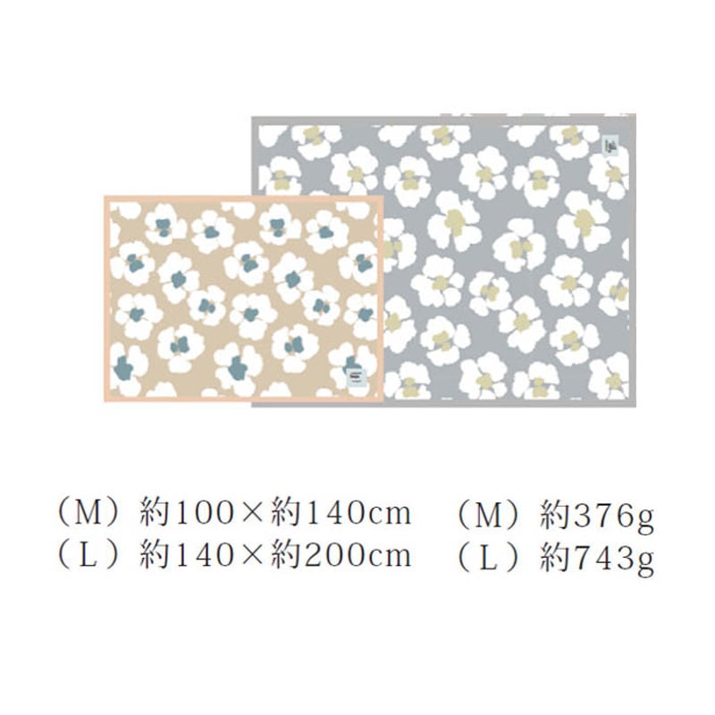 FEILER ブランケット 大型 ダブルサイズ ブルー 花柄 240×140 - 布団・毛布