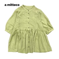 接触冷感　切替ギャザー　前開き　ふわっとブラウス　【ライムグリーン】　M~Lサイズ　レディース