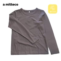 USAコットン100％　ベーシック　クルーネック　長袖　Tシャツ　Mサイズ　【ブラウン】