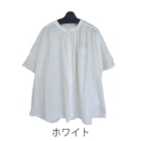 綿100％　無地xシフリー　刺繍　前開き　5分袖　ブラウス　【ブラック】　M~Lサイズ  のコピー