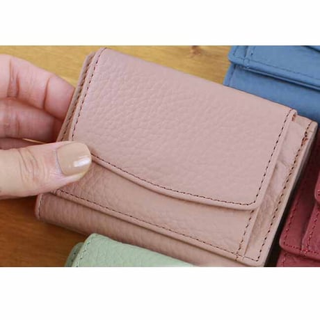 本革　コンパクト　軽量　三つ折り ミニ財布　 スキミング防止　再入荷
