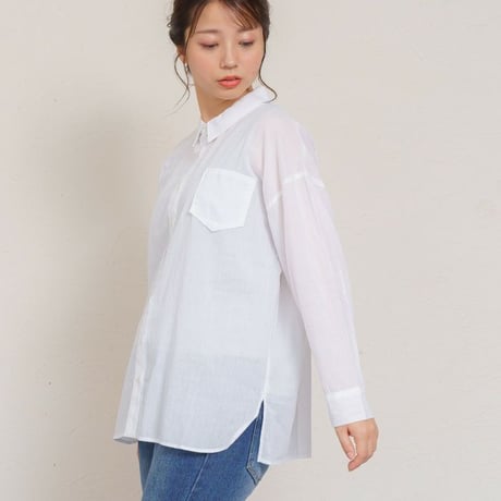 綿100%　デザインポケット　シンプルおしゃれ　シャツ　ブラウス　M~Lサイズ　レディース