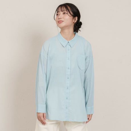 綿100%　デザインポケット　シンプルおしゃれ　シャツ　ブラウス　M~Lサイズ　レディース