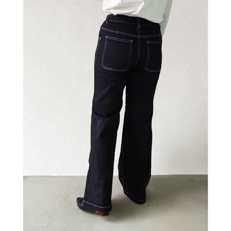 ブラックデニム デザインステッチ パンツ chris | a mitteco