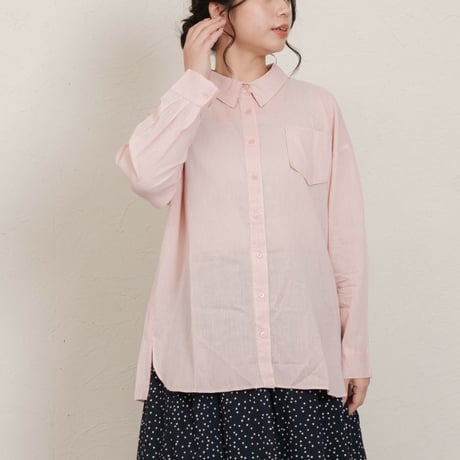 綿100%　デザインポケット　シンプルおしゃれ　シャツ　ブラウス　M~Lサイズ　レディース