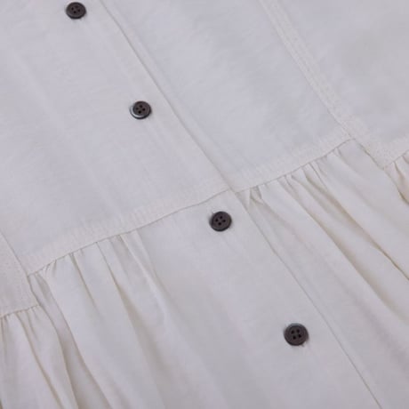 接触冷感　切替ギャザー　前開き　ふわっとブラウス　【アイボリー】　M~Lサイズ　レディース