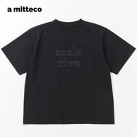 綿100％　配色ロゴ刺繍　やわらか　半袖　Tシャツ　【ブラック】　M~Lサイズ