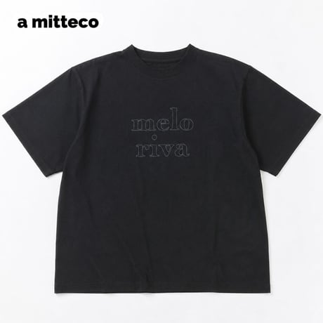 綿100％　配色ロゴ刺繍　やわらか　半袖　Tシャツ　【ブラック】　M~Lサイズ