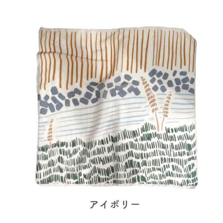 爽やか　ナチュラルプリント コットン＆シルクスカーフ