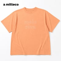 綿100％　配色ロゴ刺繍　やわらか　半袖　Tシャツ　【オレンジ】　M~Lサイズ