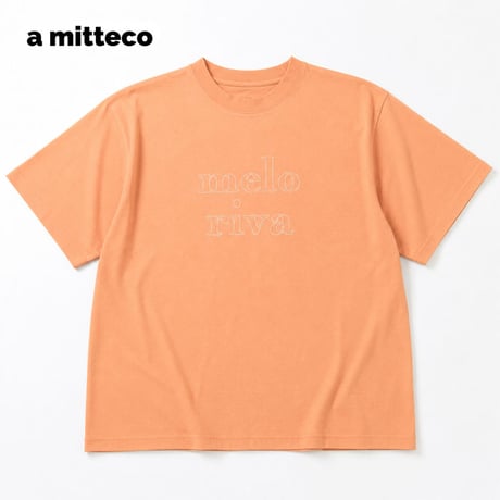 綿100％　配色ロゴ刺繍　やわらか　半袖　Tシャツ　【オレンジ】　M~Lサイズ