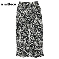 イージーケア　麻タッチ　プリント　ゆったりパンツ　【リーフ】　レディース　Mサイズ