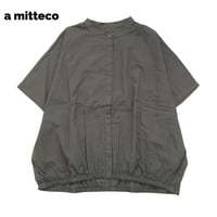 綿麻　裾ふわん　前開き　涼しいブラウス　【チャコール】　M~Lサイズ　レディース　春夏