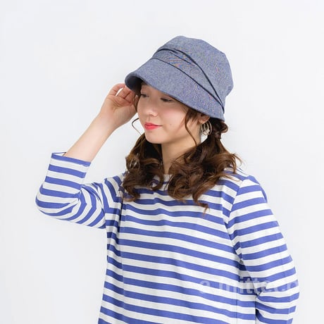 UVカット　つばワイヤー入り　キャスケット　帽子　ハット　【ネイビー】　調節テープ付き　紫外線対策　アウトドア