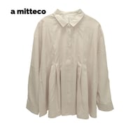 デシン　花柄プリント　幅広タック　シャツ　ブラウス　【ピンクベージュ】　レディース　M~Lサイズ