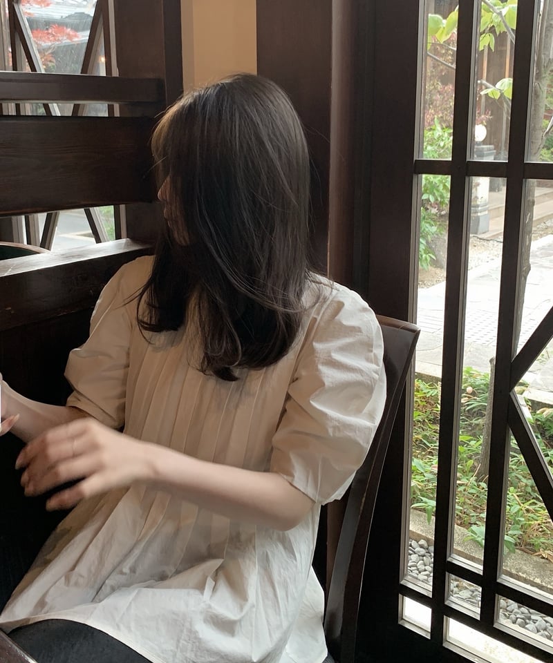 mie ajunar】maron blouse / ivory