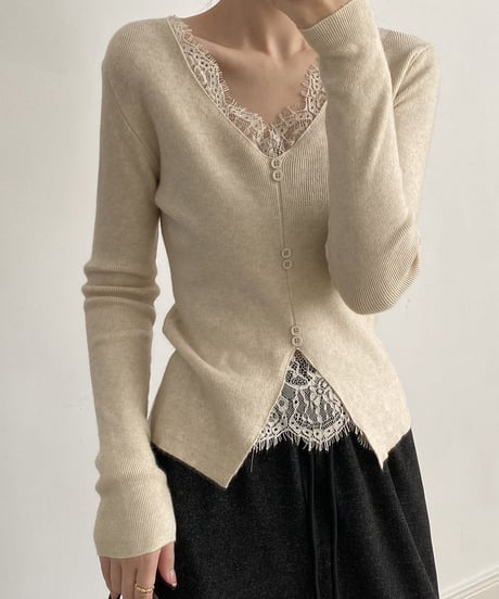 v-neck lace knit