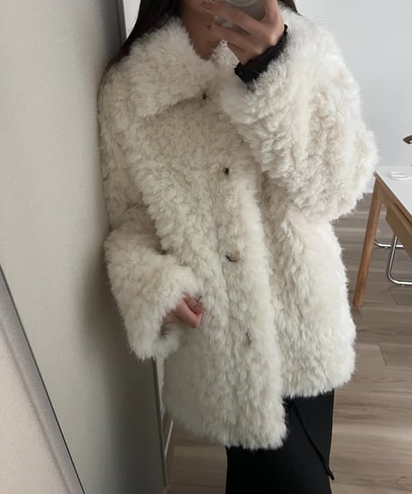 ［即納］sanen wool collar fur jacket