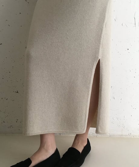 wool cashmere slits long skirt