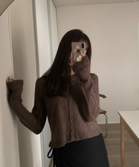 punched wool cardigan