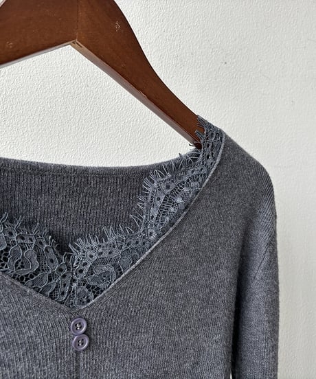 v-neck lace knit