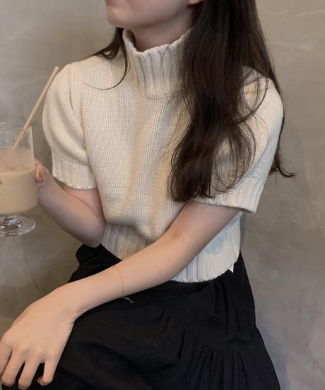 high neck half knit