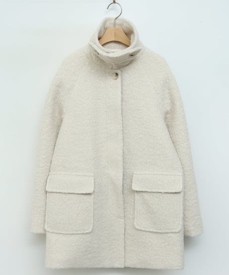 bouclé fur collar half coat