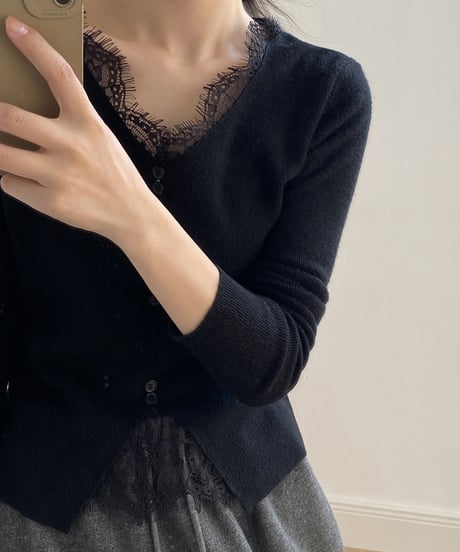 v-neck lace knit