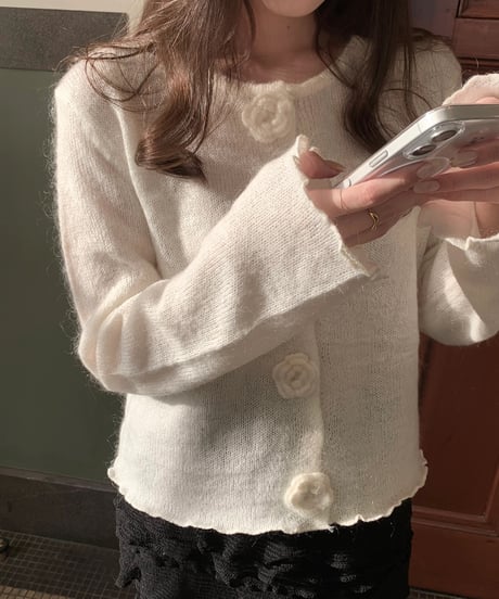 ［即納］flower cardigan