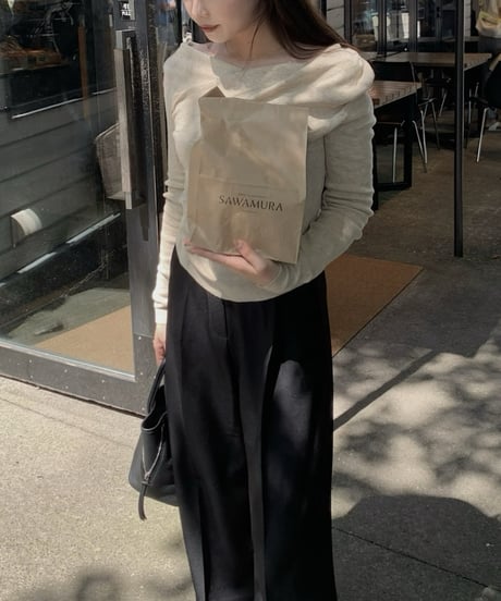 ［即納］round neck knit top