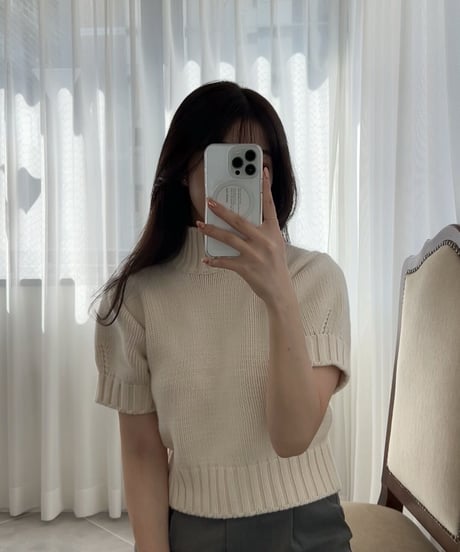 high neck half knit