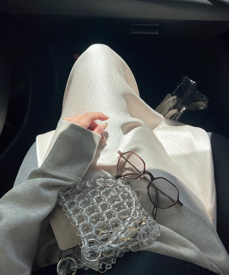 chic banding satin long skirt