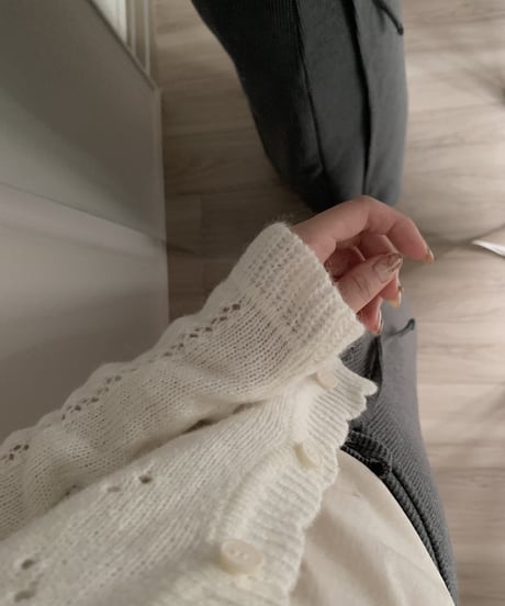 punched wool cardigan